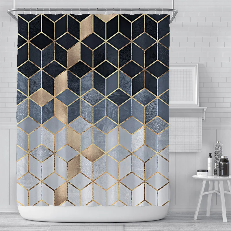 

W180xH180cm Marble Pattern Bath curtain Waterproof Shower Curtains Geometric Bath Screen Printed Curtain for Bathroom Gift
