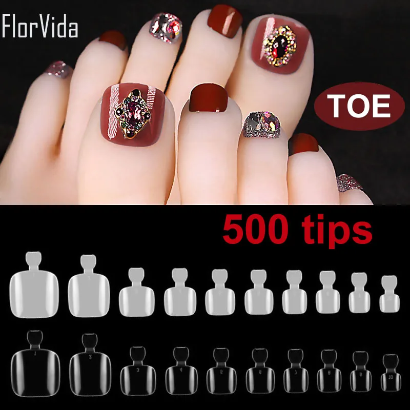 

FlorVida Clear Toe Full False Nail Tips Acrylic Tips Nails 500pcs Fake Nails Manicure Art Decoration