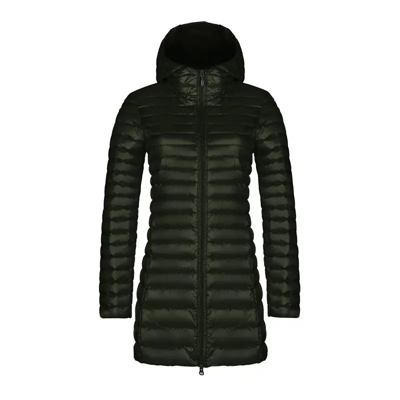 Winter Down Jacket Outwear For Men&women Solid Navy Blue Full Sleeve Warm Hooded Coat Lightweight Duck Down Large Size 3XL 4XL - Цвет: Women 3
