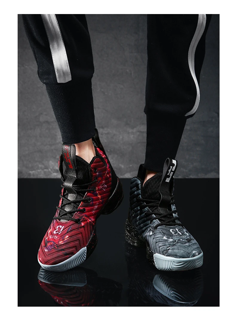 Новые баскетбольные кроссовки Мужские дышащие демпфирующие спортивные туфли мужские s амортизирующие мужские кроссовки ботильоны Уличная обувь Lebron