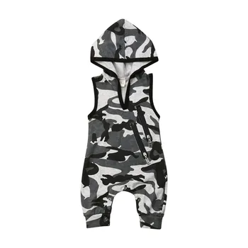 

2019 Summer Newborn Baby Boy Hooded Camo One-Pieces Romper Jumpsuit Outfits Clothes