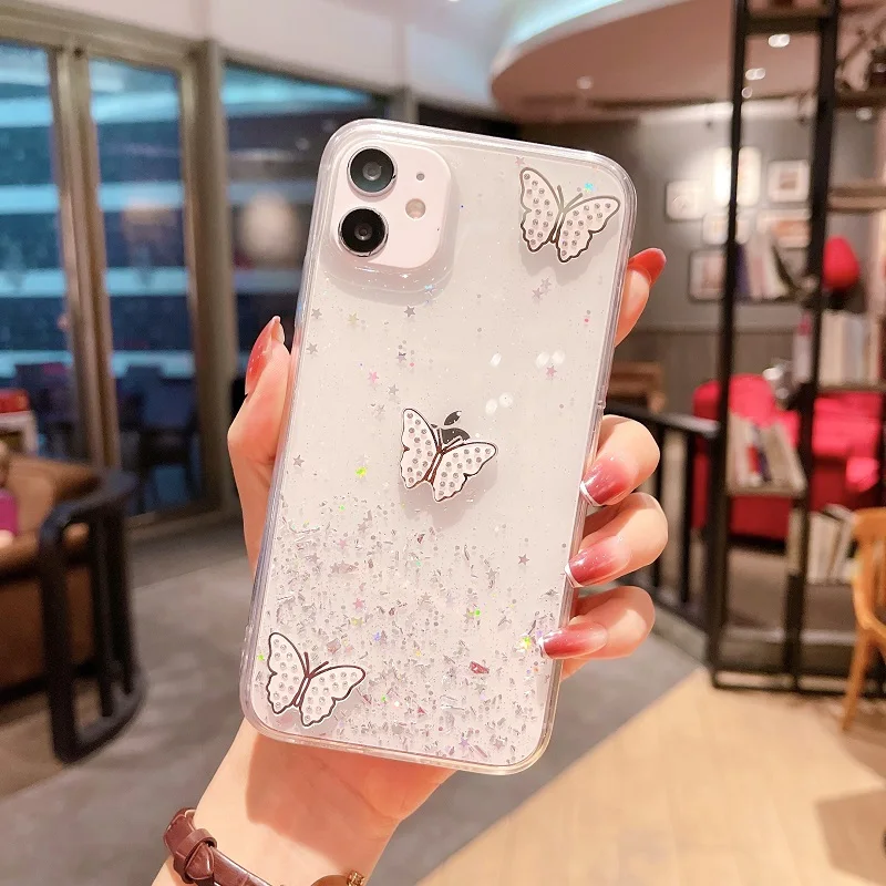 Diamond Butterfly Phone Case For Samsung Galaxy M02 M42 M62 M01