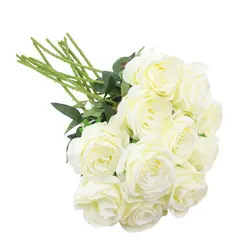 Искусственные розы, шелковые цветы, искусственные розы, букеты для дома, вечерние, свадебные, садовые декорации, 10 шт