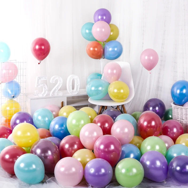 

Pearlescent color balloon decoration floating birthday double-layer mixed pink pearly party female wedding room layout scene