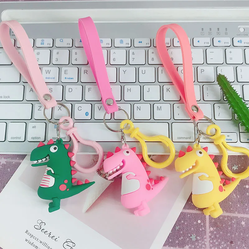 

Fashion Cute Dinosaur Silicone Keychain Cartoon PVC Keyring Car Key Backpack Trinket Couple Pendant Girl Gift Jewelry Key Chain