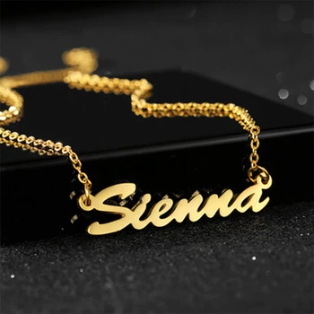 

Stainless Steel Custom Necklace Name Letter Necklace Personalized Nameplate Necklaces Birthday Jewelry Gold Color AAA Quality