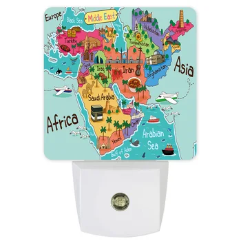 

Arab Map Cartoon LED Night Light with Sensor US Plug for Children Living Room Bedroom Lighting