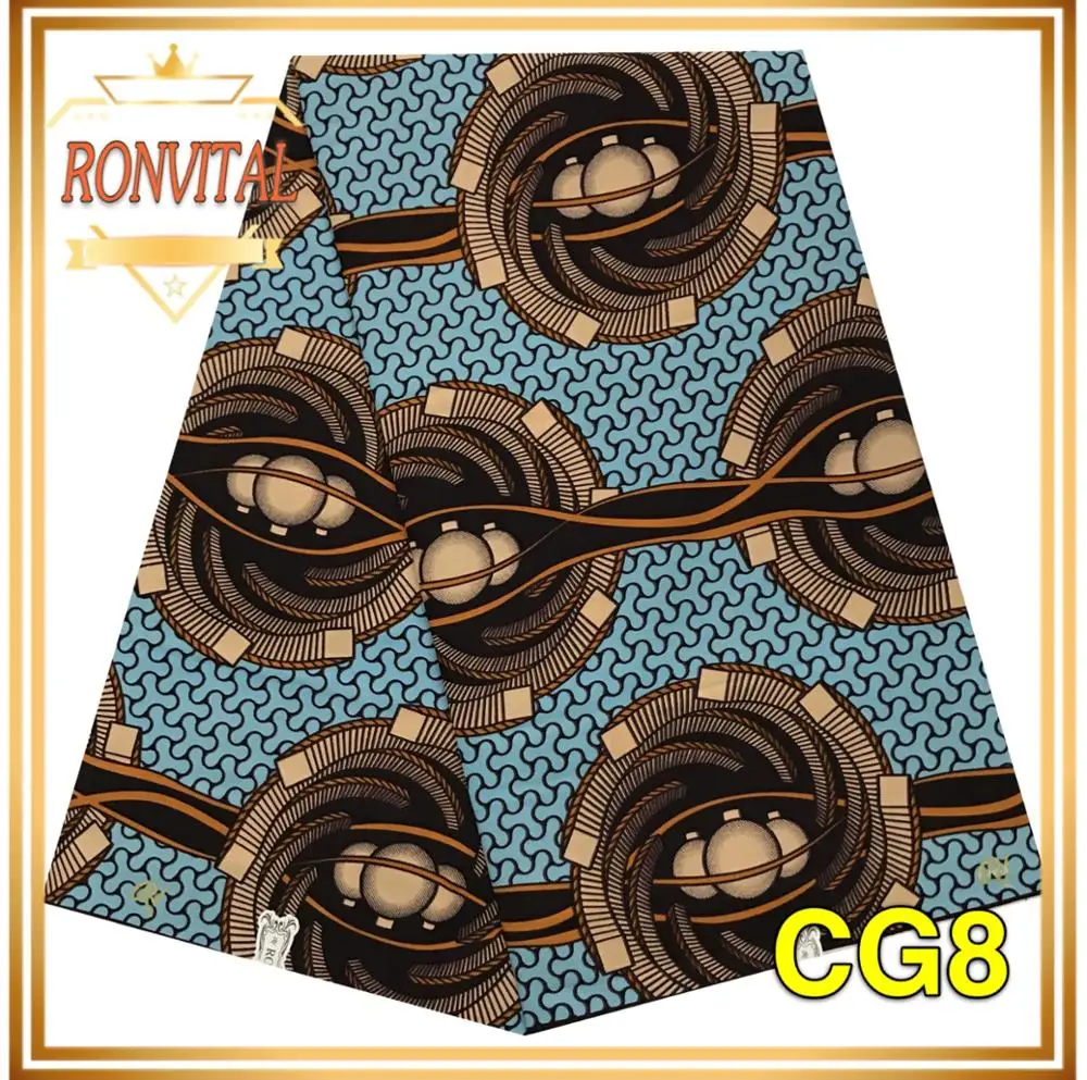 Восковая ткань RONVITAL CHYGAN, Африканский принт, материал, женское платье, сделай сам, восковая ткань в нигерийском стиле, хлопок, 6 ярдов/
