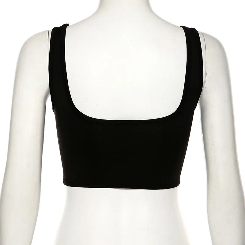 Women Sexy Bralette Reflective Cropped Top Fashion Female Black Buckle Bandage Tank Elastic Bustier Top Shirt Vest Femme