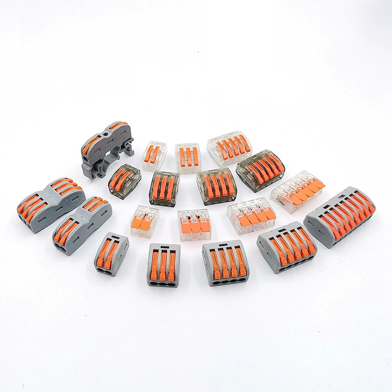 

10-100pcs Mini Fast Wire Connectors 221 222 SPL-2/3 Universal Compact Wiring Conductor Push-in Terminal Block China PCT-222 SPL