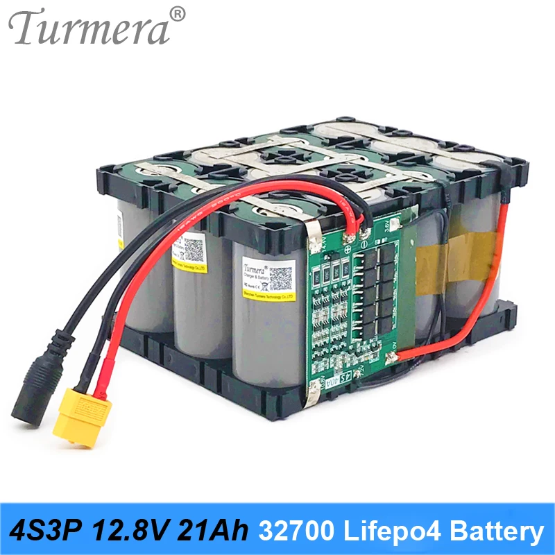 Turmera 32700 Lifepo4 Battery Pack 4S3P 12.8V 21Ah with 4S 40A Balanced BMS for Electric Boat and Uninterrupted Power Supply 02