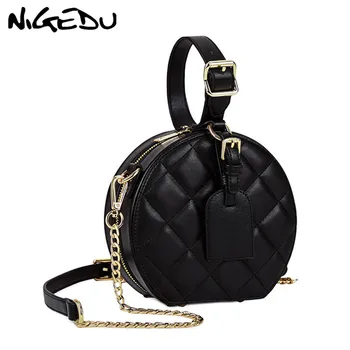 

NIGEDU Circular women's shoulder bag luxury Diamond design handbags women Messenger bags Chain Crossbody Bags small Totes bolsas