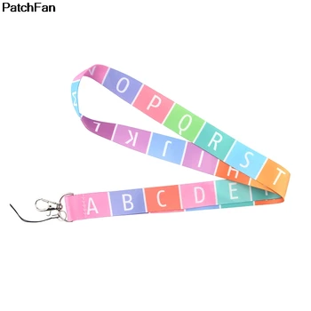 

A2540 Patchfan New colorful alphabet Tag Strap Kids Neck Lanyards for Safety Breakaway For Mobile Phone USB ID Badge Holder Key