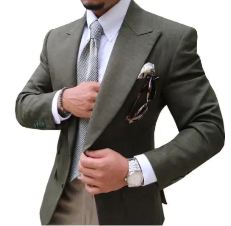 Мужские костюмы хлопок весенний модный бренд Slim Fit Цельный деловой пиджак жениха смокинг блейзер для свадьбы выпускной вечер