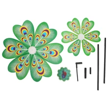 Большой двухслойный Павлин ветряная мельница ветер Спиннер дети игрушка дворовый садовый декор 72XF