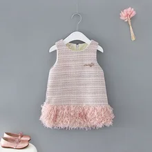 Модное классическое платье для маленьких девочек; сезон осень-зима; флисовое платье в клетку без рукавов; детское платье принцессы на день рождения; вечерние платья; RT769