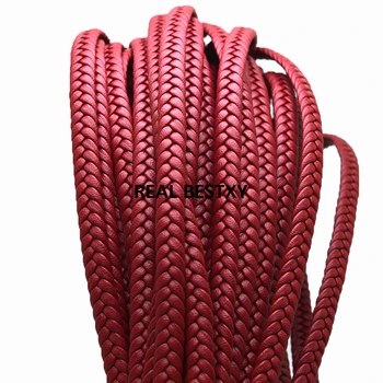 

5m/lot approx 8*3mm Red Braided Leather Cord Findings Bracelets Accessories Leather Rope For DIY Bracelet Jewelry Making diy