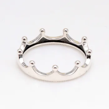

100% 925 Sterling Silver Pan Ring New Crown With Shiny Crown Ring For Women Wedding Party Gift Fashion Jewelry
