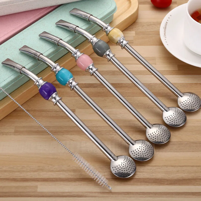 Spoon Tea Filter Yerba Mate Straws Stainless Steel Drinking Straw Bombilla Gourd Reusable Tools Washable Bar Accessories |
