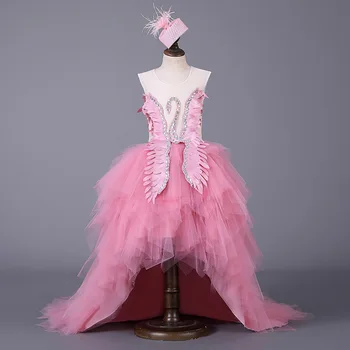 

Girls Flamingos Dress For Kids Wedding Evening Children Princess Party Pageant Long Gown Girls Teenagers Dresses Formal Clothes