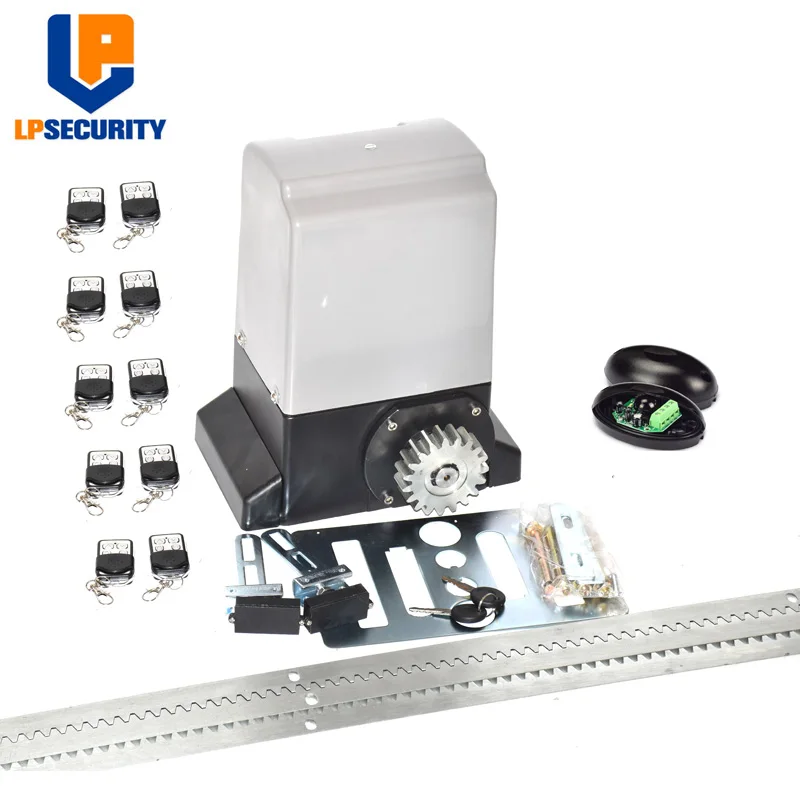 LPSECURITY 220VAC sliding gates motor 1000kg + 2 remote + 4 meters of gear rack