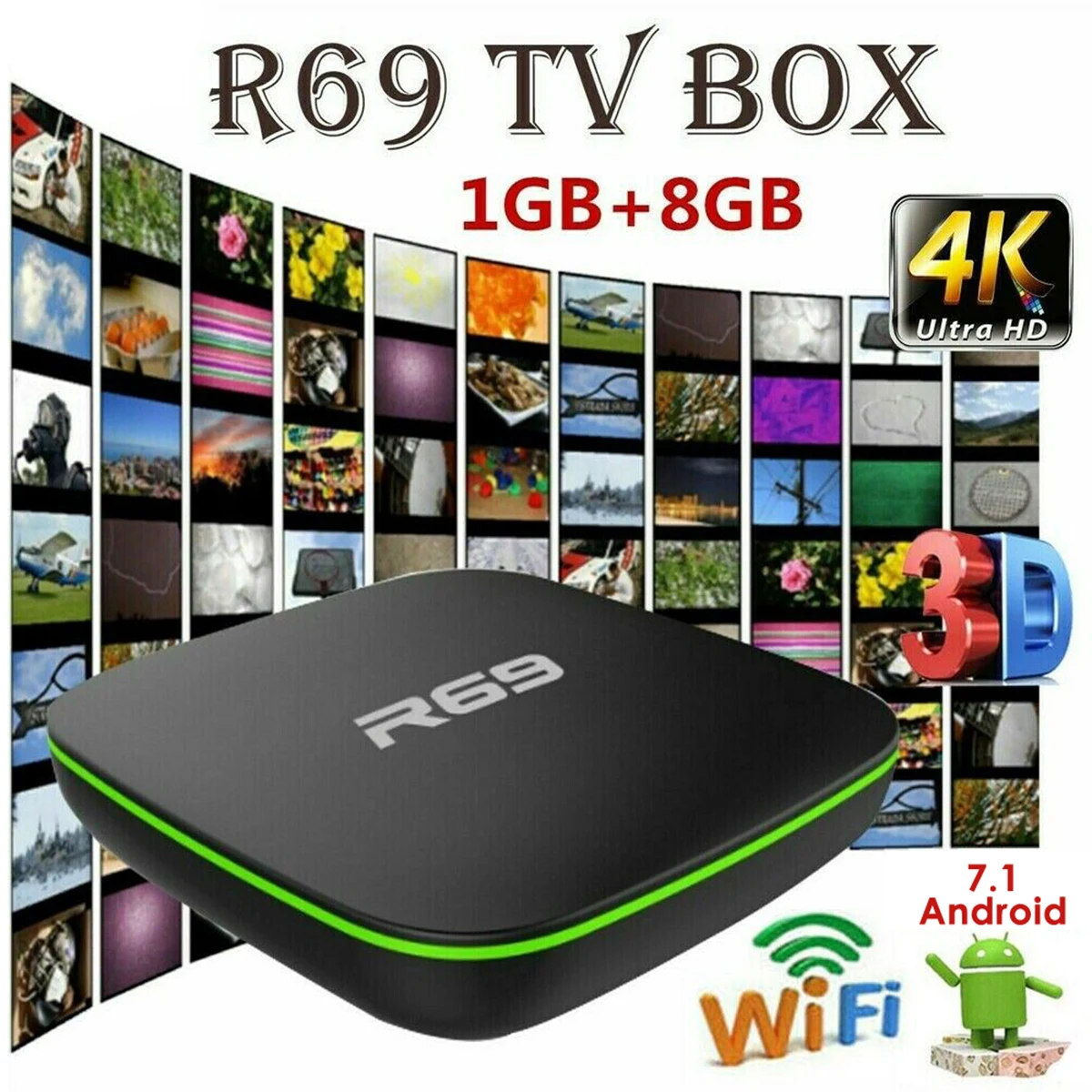 SOONHUA Smart tv Box US Plug tv Box wifi медиаплеер Android 7,1 с зарядным устройством переменного тока и ИК-пультом дистанционного управления