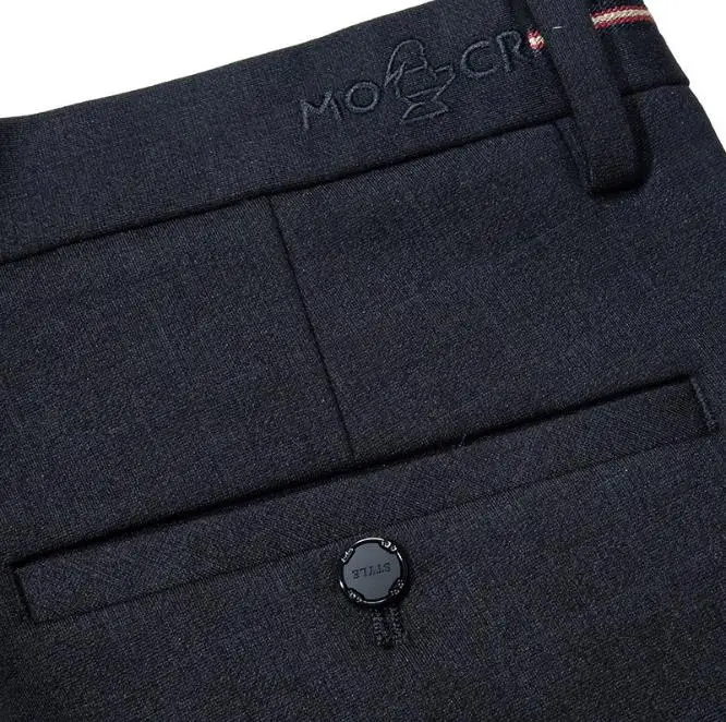 Мужские прямые брюки от костюма, Осень-зима, новое платье, костюмы для мужчин, приталенный Повседневный эластичный Блейзер, деловые мужские брюки со средней посадкой