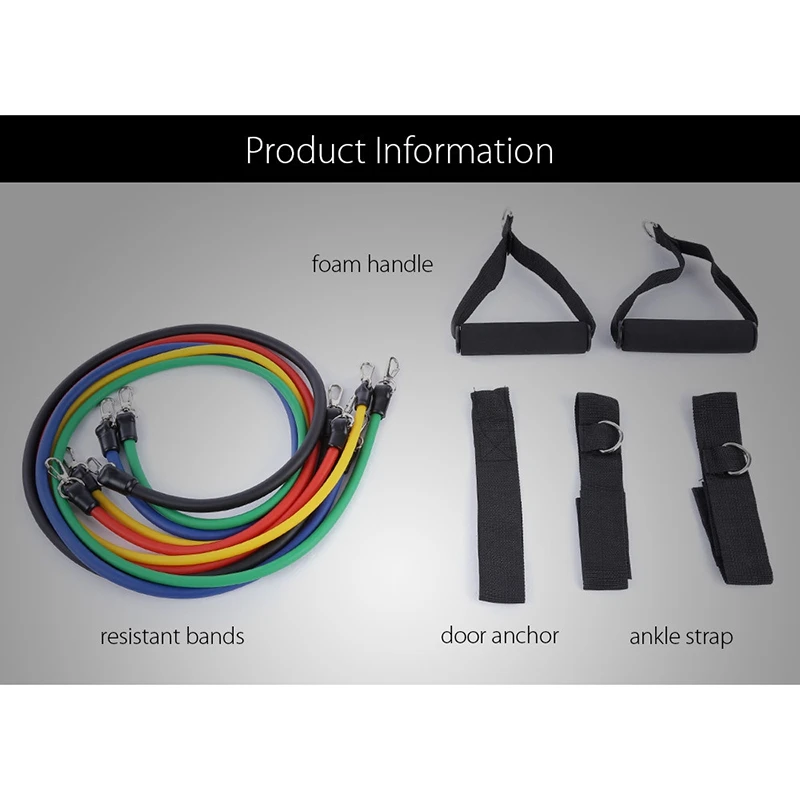 12Pcs/Set Pilates Latex Tubing Expanders Exercise Tubes Practical Strength Resistance Band Sets Fitness Equipment