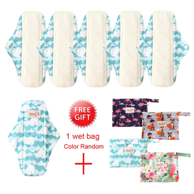 7 шт Фламинго Печатный моющийся санитарный прокладки Бамбук Хлопок гигиенические салфетки для женщин менструальные трусики прокладки многоразовые менструальные подкладки - Цвет: WSD42