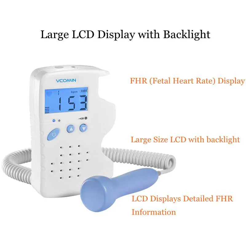 Vcomin Fetal Doppler hand-hold Pocket portable sound Baby heart pregnancy Ultrasound fetal doppler Detector machine