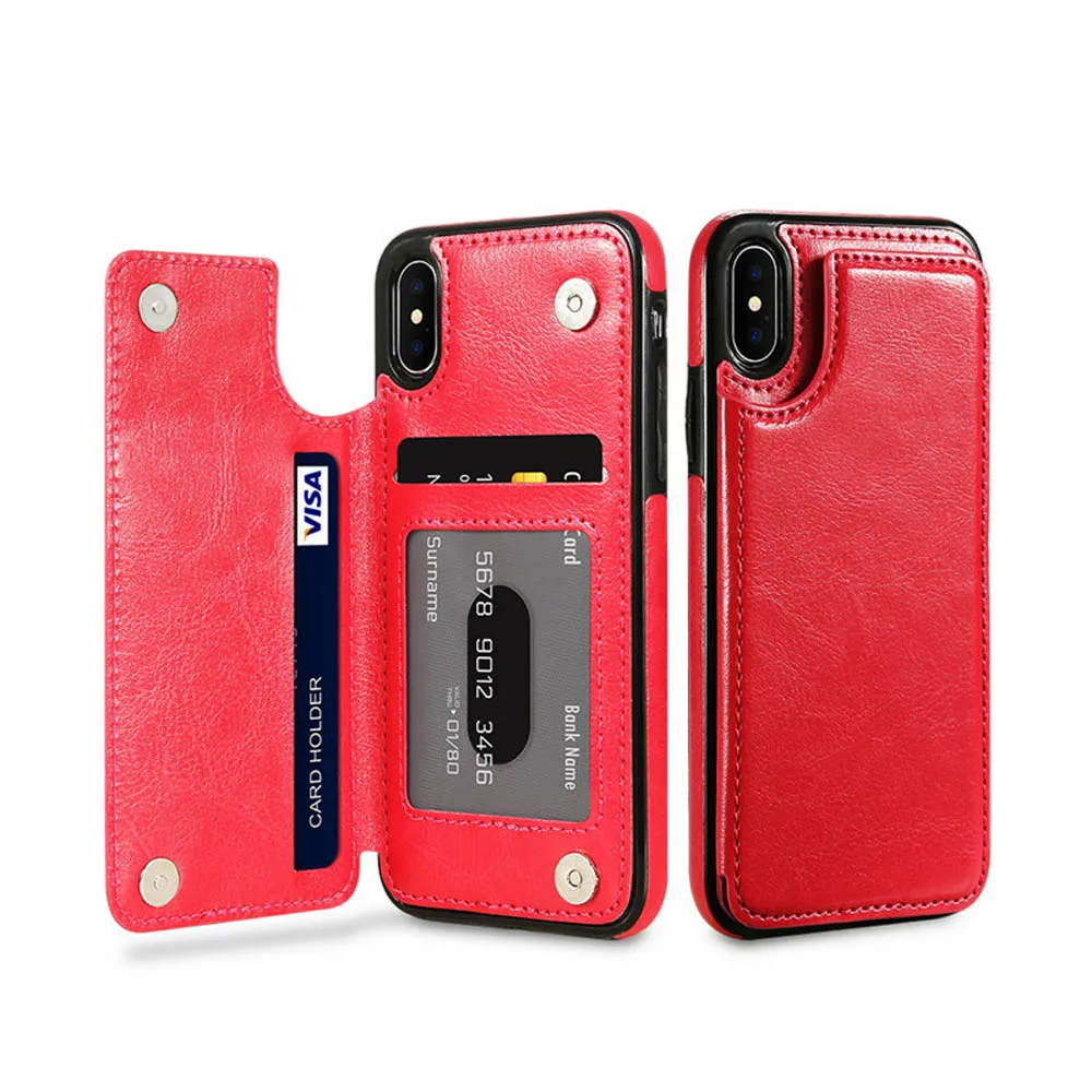 Red Heyytle визитница чехол для iPhone 6 6s 7 8 Plus ретро PU кожаный чехол для iPhone X XS Max XR противоударный чехол флип-чехол - Цвет: Red