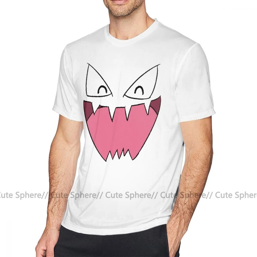 Gengar футболка Haunter Face футболка Базовая 100 хлопковая Футболка с графическим рисунком с коротким рукавом Милая Мужская футболка большого размера - Цвет: White