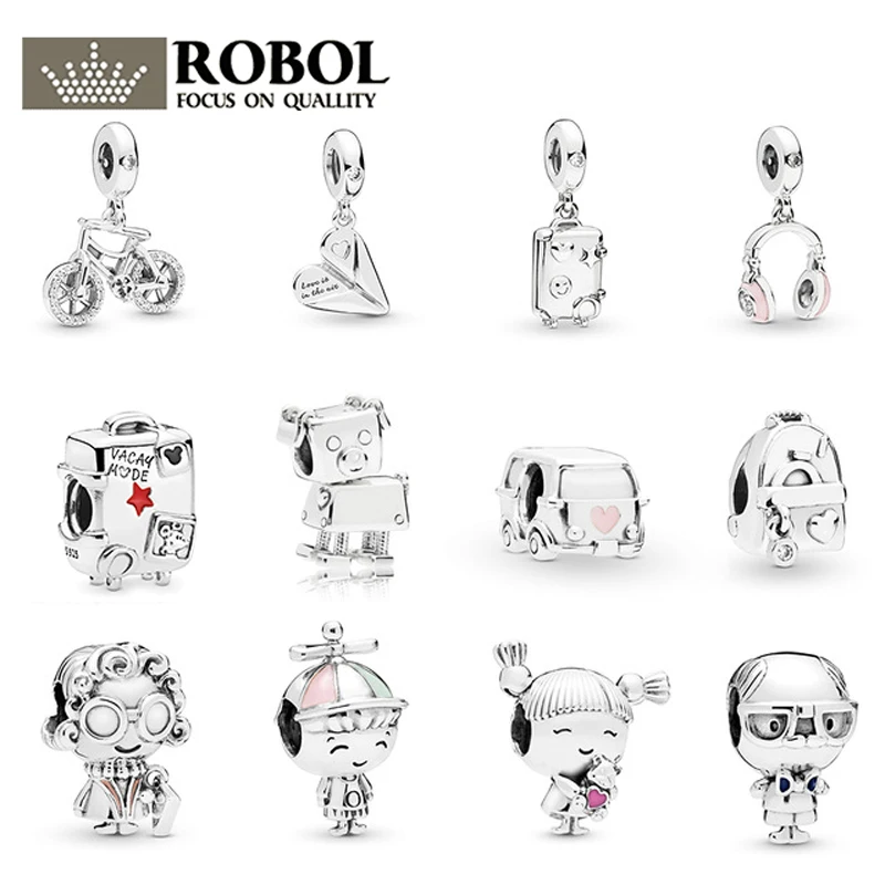 

PDB ZZ 44 RLLEN 1:1 New 925 Sterling Silver Life Time Preview Bicycle Compartment Bag Suitcase Family Series Charm Beads