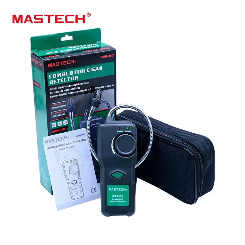 With color box Детектор газа MASTECH MS6310 детектор утечки горючего газа метр тест для природного Бутана краски тоньше воспламеняющийся анализатор газа - Цвет: With color box
