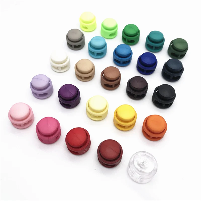 20/50/100Pcs 라운드 플라스틱 나일론 스토퍼 코드 잠금 모자 코드 끝 봄 탄성 조정 버클 DIY 스포츠 밧줄 단추