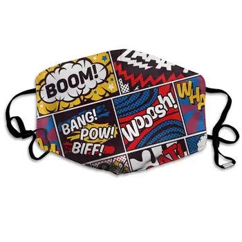 

Boom Bam Hip Pop Art Washable Reusable Mask, Cotton Anti Dust Half Face Mouth Mask For Kids Teens Men Women With Adjustable