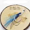 10pair/lot Solid Ring  JigLure Assist Hook jigging Fishjig Double Pair Barbed assist hooks Pesca Peche Blue Feather fishing jig ► Photo 2/6