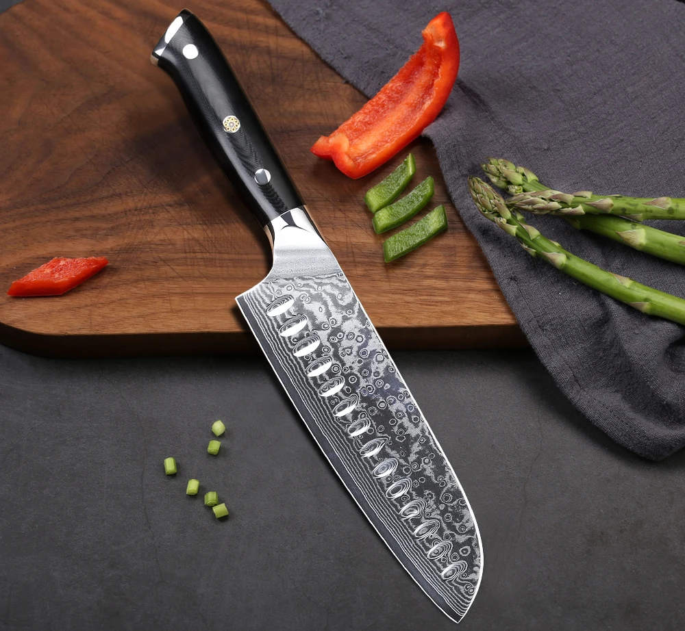 6 Pcs Japanese Kitchen Knife Set Damascus Steel Professional Chef Knife  Cleaver