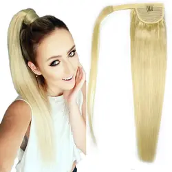 ZZHAIR 120 г 16 "-26" Искусственные волосы одинаковой направленности волос Magic wrap вокруг заколка для хвоста в 100% пряди человеческих волос для