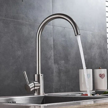 

Free Shipping stainless steel Matte Kitchen Faucet Deck Sinks Faucet High Arch 360 Degree Swivel Cold Hot Mixer Water Tap