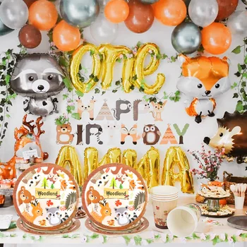 

Cyuan Cartoon Animal Colored Paper Plate Cup Party Decorations for Kids safari/Woodland/Jungle Themed Birthday Party Supplies