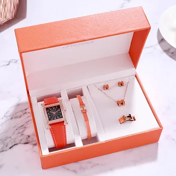 

Valentine's Day gift 5pcs/set Women Quartz Rhinestone Diamond Set Steel Watch Ladies Crystal Diamond Wrist Watches