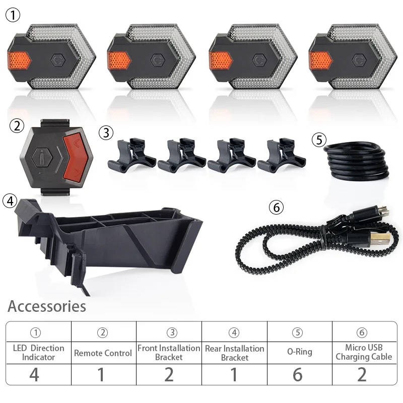 Bike Light Smart Wireless Remote Control Bike Turn Signals Front and Rear Light Cycling Safety Warning LED Tail Lights
