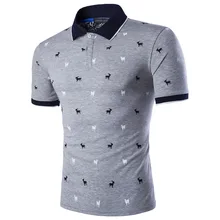 Летняя одежда, AliExpress, большой размер, мужской отложной воротник, принт с оленем, футболка с коротким рукавом, мужской свитер поло Y311