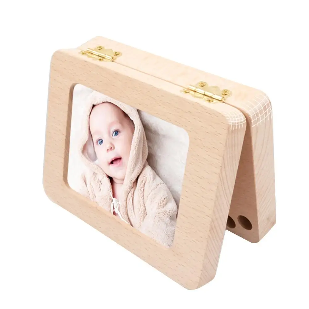 Деревянная фоторамка для волос плода, коробка с лиственным зубом, Детская английская коробка для хранения, Подарочная коробка для мальчиков и девочек