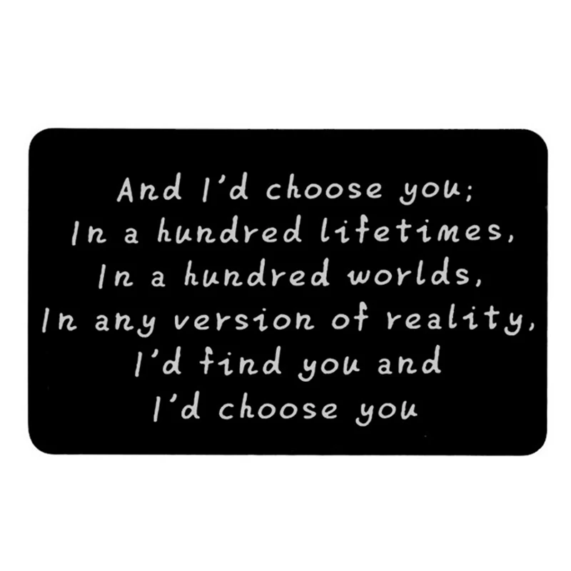 Мини-кошелек с надписью «Love Note Boyfriend Gifts» с гравировкой и гравировкой «I 'd Find You And I 'd Chose You» подарки на день рождения - Цвет: Black