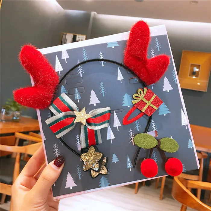 Red antlers hairband Модный Рождественский подарочный набор, детские повязки для волос, детские повязки для волос, аксессуары для волос - Цвет: Red antlers hairband