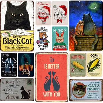 

Cats Plaque Metal Vintage Tin Sign Pin Up Metal Signs Vintage Bar Decoration Metal Poster Pub Classical Plate Plaque Metal Poste