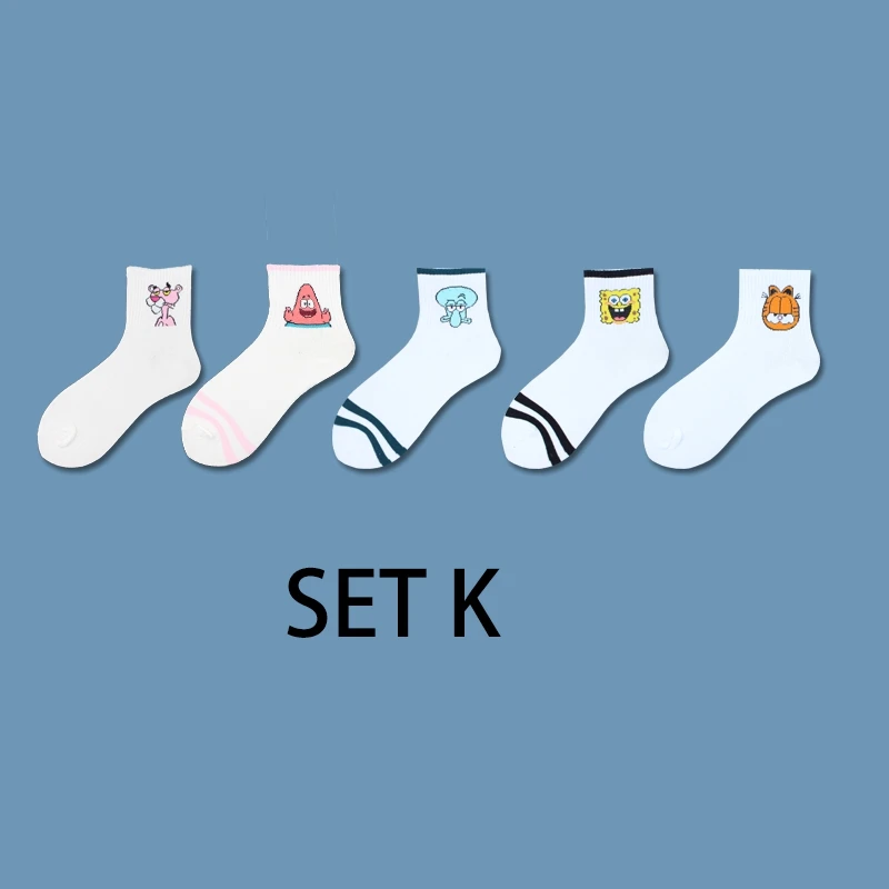 Ins Style Funny Animal Patterned Women Short Set Socks 5 Pairs Cartoon Ulzzang Cotton Ankle Breathable Female Harajuku Cool Sox - Цвет: P11