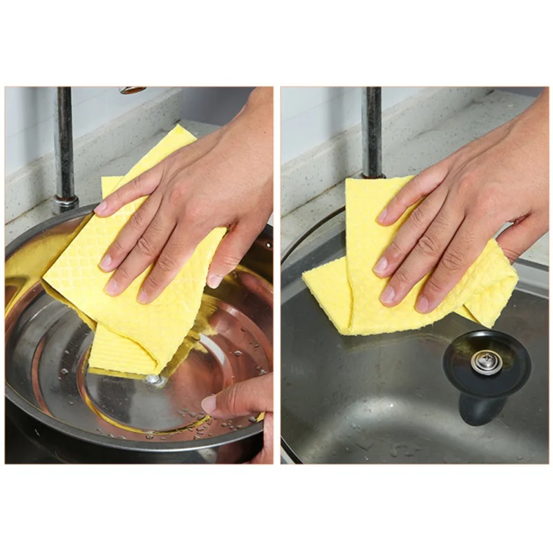 

Household Wood Pulp Cotton Cleaning Cloth Kitchen Absorbent Sponge Cloth Kitchen Practical Dishwashing Cloth